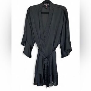 Victoria's Secret Black Satin Robe with Tie Belt